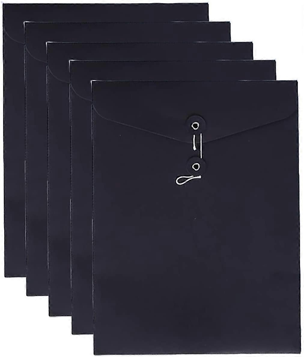 PIAO Kraft String File Folder Filing Envelope Project File Jacket Document Letter Organizer Flat-No Expansion A4 Letter Size (Pack of 5)