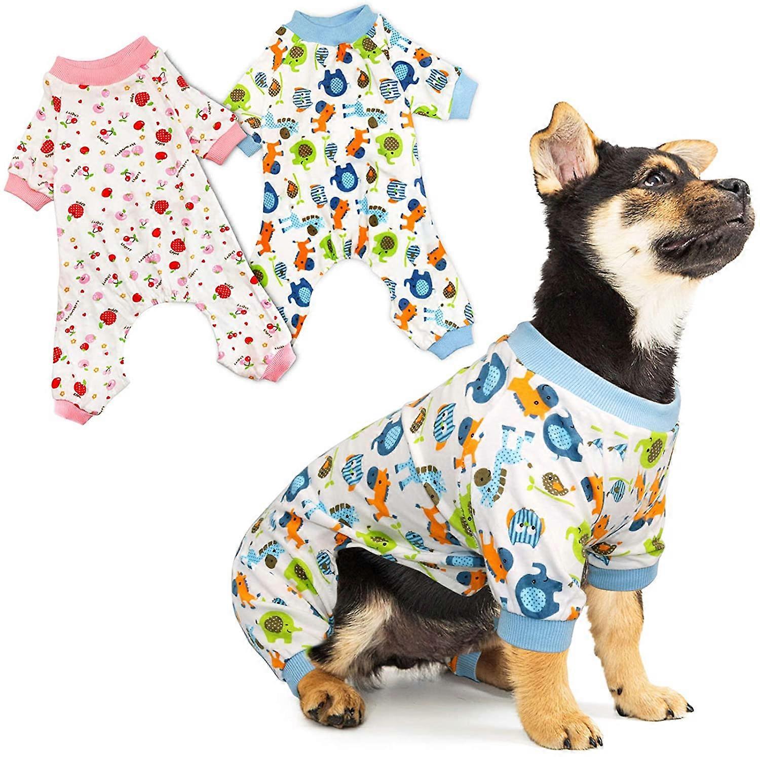 2PCS Mignon Chat Pyjama Grenouillère Doux Chiot Barboteuses Pet Combinaisons Pour Animaux De Compagnie Confortables Bodys XS