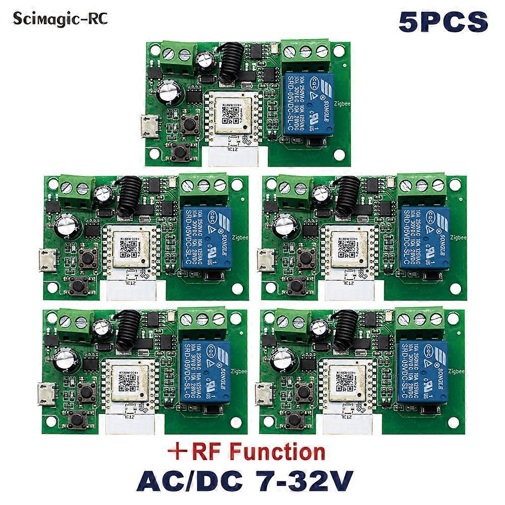5pcs Smart Light Switch Module Work With Alexa Google Assistant Tuya Smart Life DC 12/24/32V AC 220V RF433 Receive