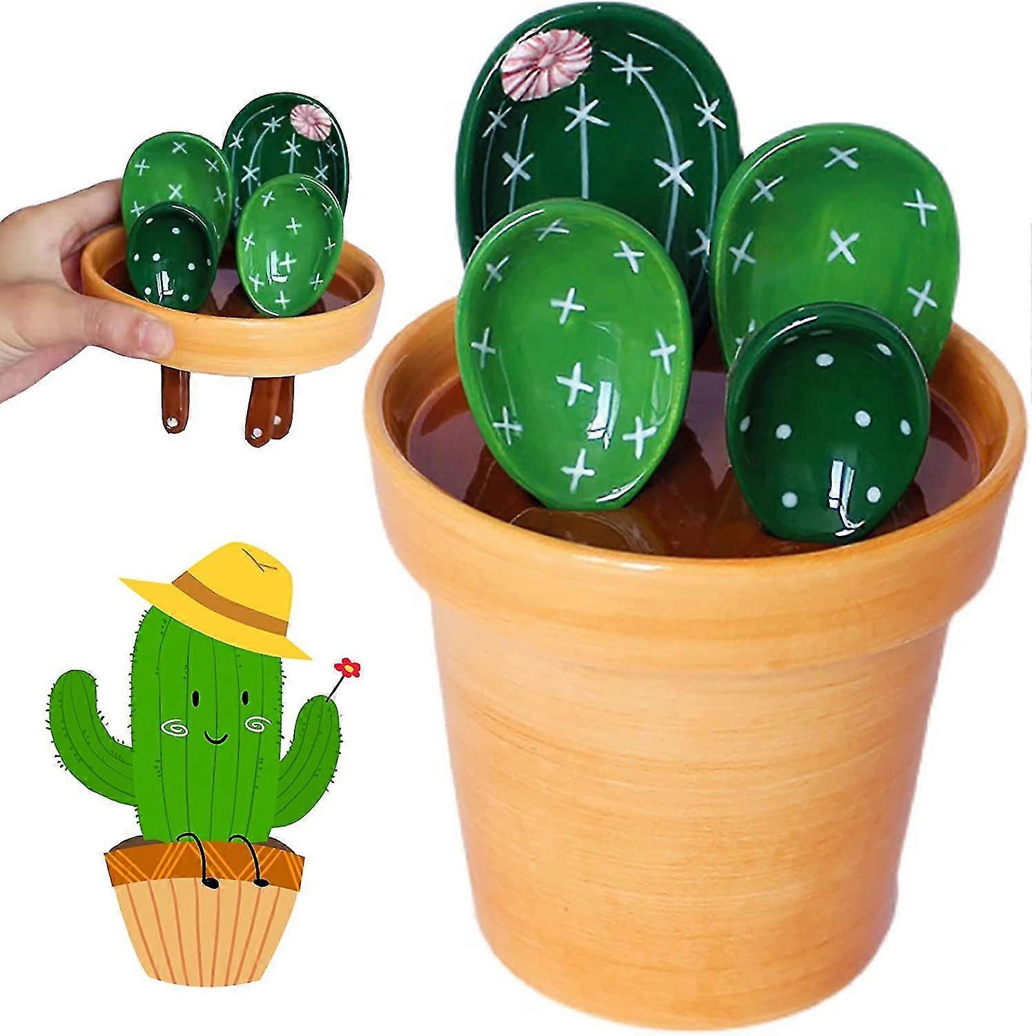 Cactus Measuring Spoons And Cups Set Measuring Spoon With Holder