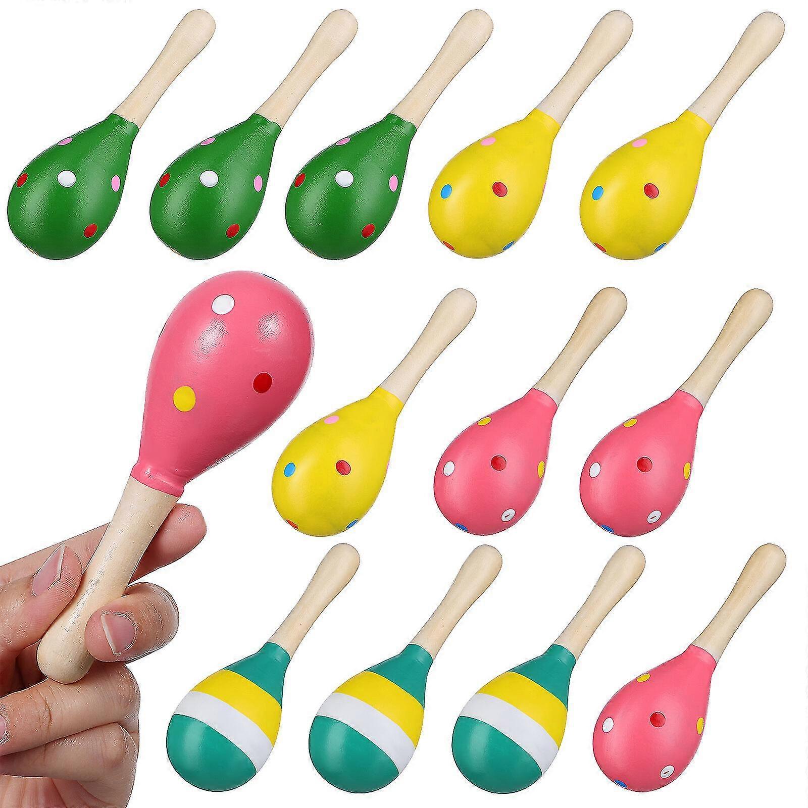 12 Pcs Mini Maracas Wooden Maracas Baby Maracas Sand Hammers