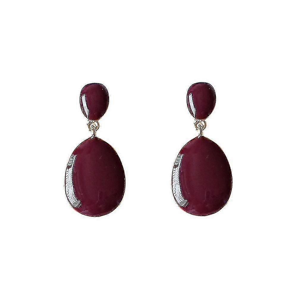 hmwy-eardrops dewdrop paris red drip glazed dark red earrings  for daily use