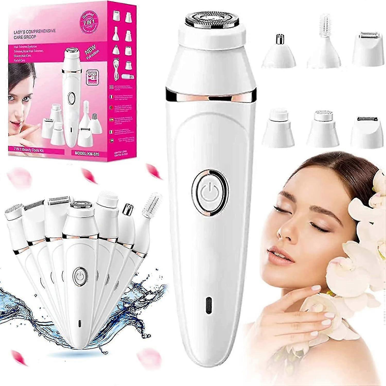 7 en 1 Pluxy épilation,Épilateur de visage- Pro 3.0 Femmes Épilateur de visage imperméable à l’eau,50% Offre