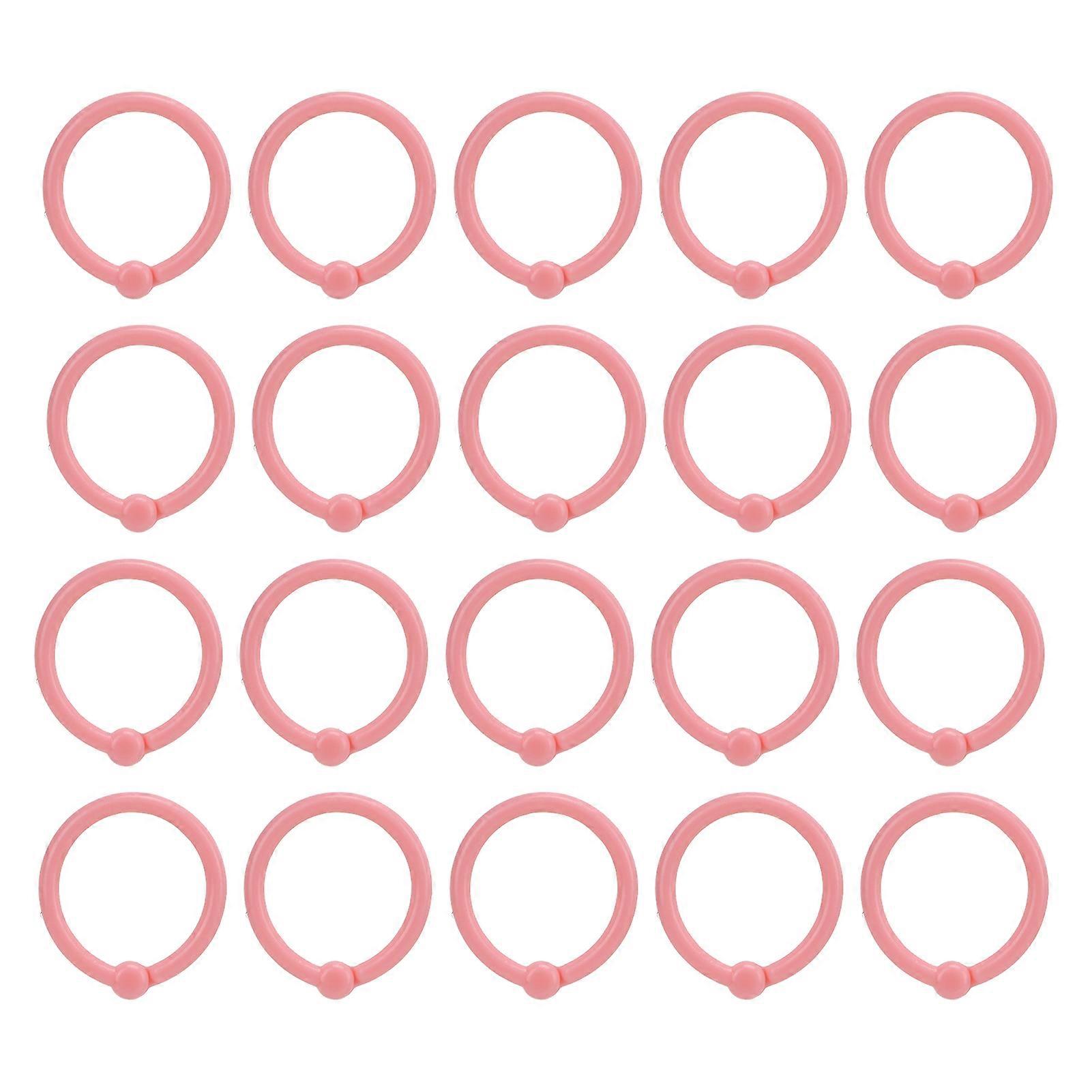 40 Pcs Binder Rings Multifunction Multiple Colors Round Hole Loose Leaf Paper Single RingsPink