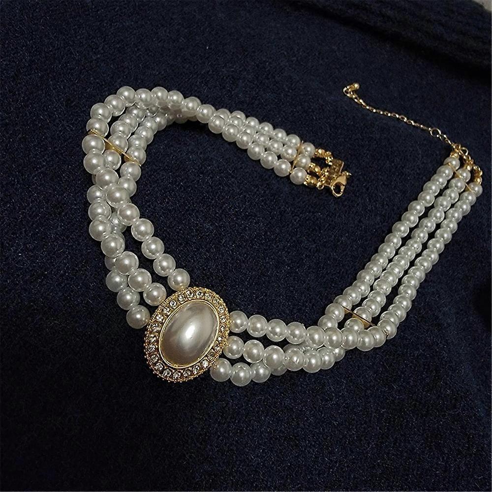 Lüks Vintage Üç katmanlı İnci Yaka Gerdanlık Yeni Trend Takı Moda Kadın s Gerdanlık Kolye Boyun Parti Hediye