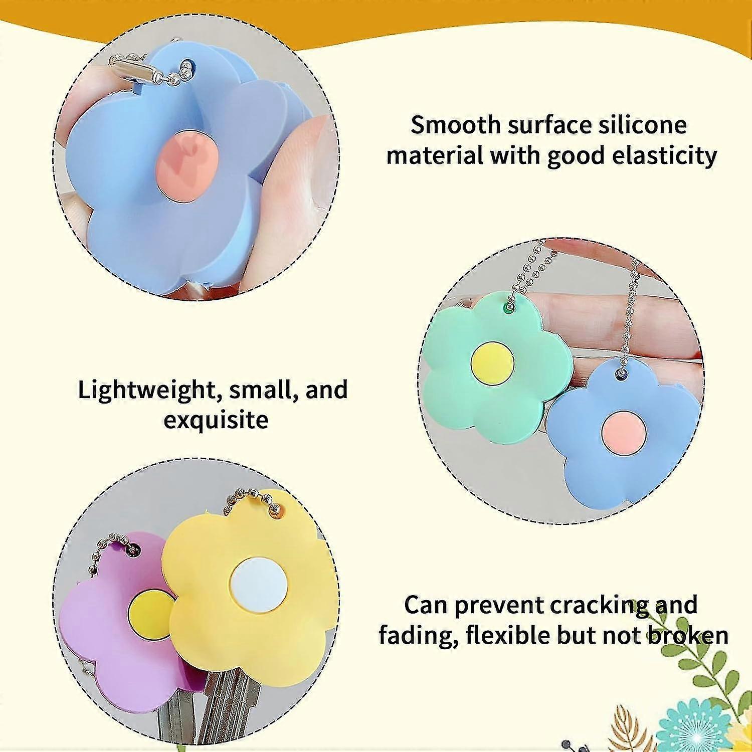 5PCS Key Covers Caps Cute Flower Key Caps Covers Silicone Key Cap House ...