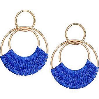 Rattan Earrings Hoops For Women Large Woven Handmade Straw DIY T 並行輸入品 Raffia Hoop Earrings for Women Girls Fun Boho Summer Beach