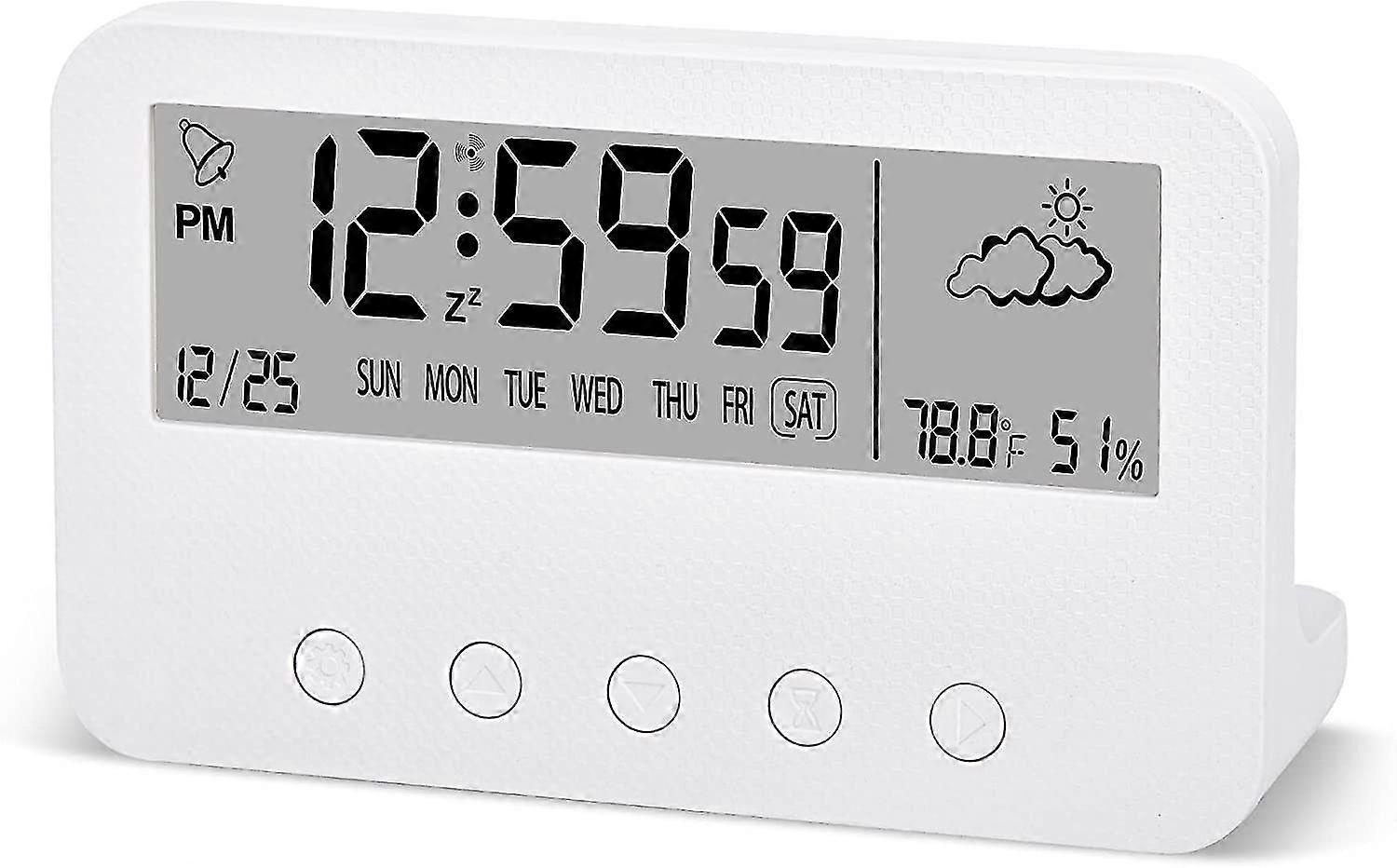 Digital Alarm Clock For Bedrooms,battery Operated Desk Clock,with Countdown,weather