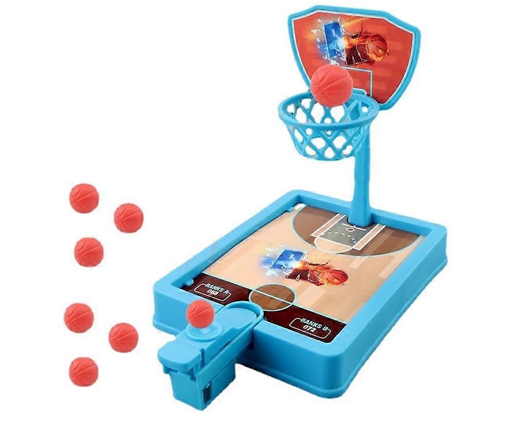 Mini Basketball Toy High Simulation Interactive Adjustable Early Learning Desktop Basketball Game for Children - Blue