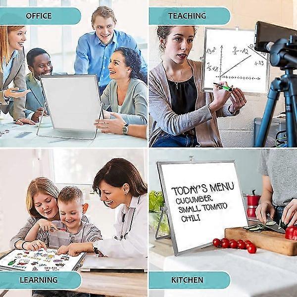 Large Magnetic Desktop Whiteboard with Stand, 16x12 inches