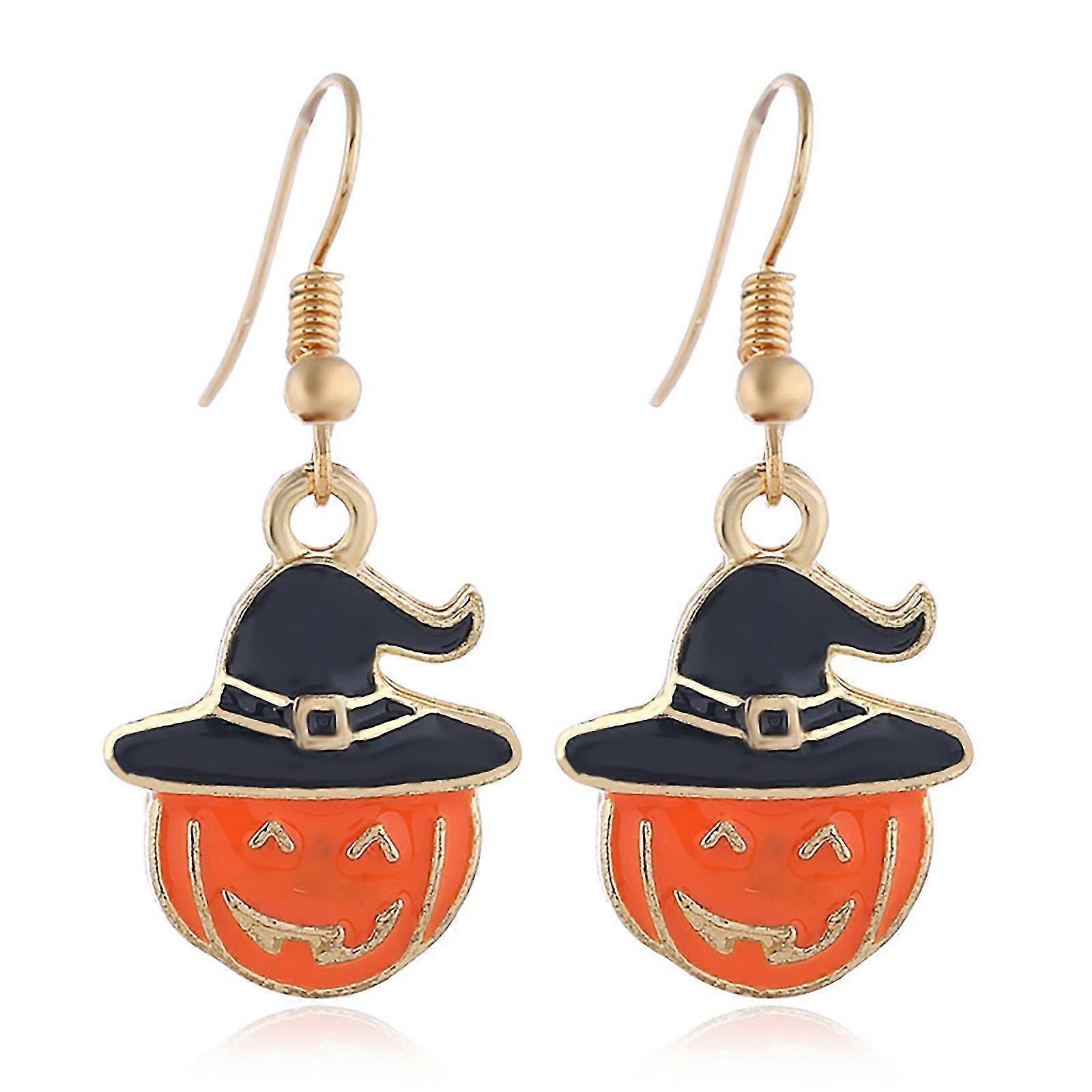 Trend Personality Pumpkin Pattern Openwork Pendant Earrings Jewelry Gift