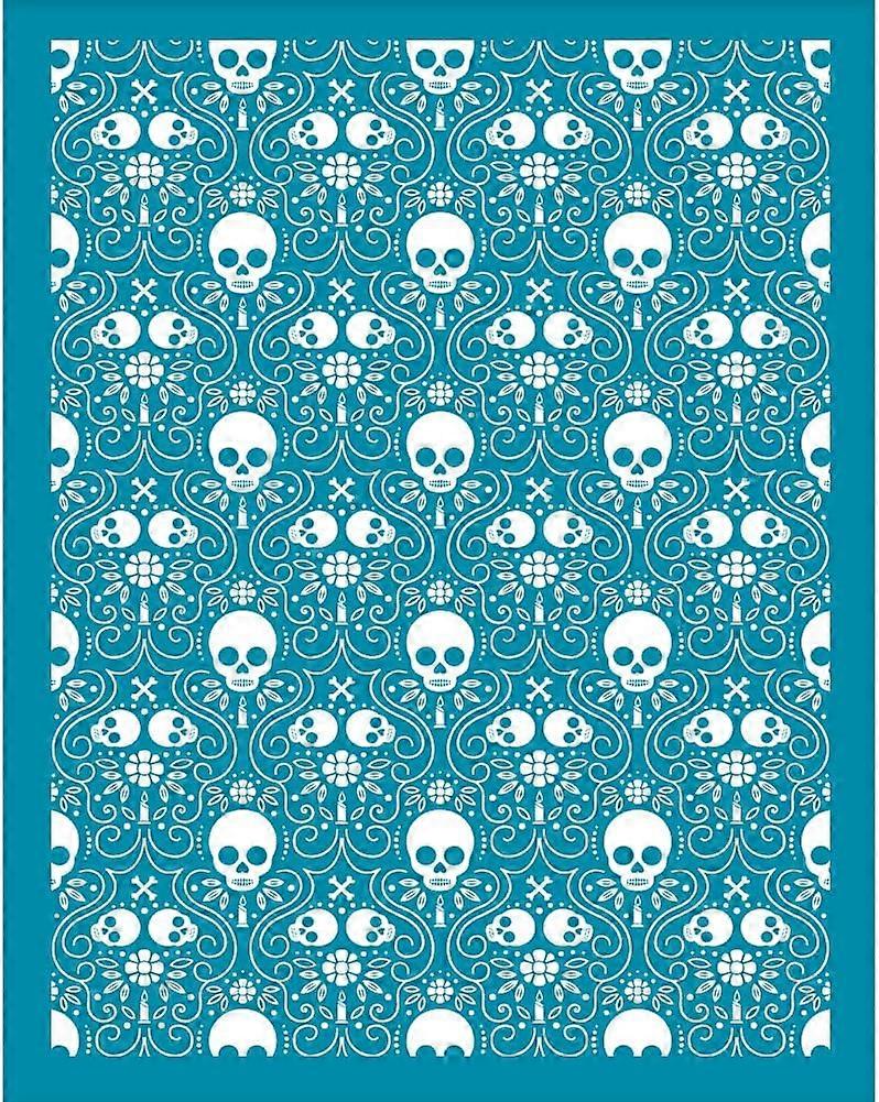 4x5 Inch Skull Clay Stencils Skeleton Non-Adhesive Silk Screen Stencil Skull and Bones Clay Silk Screen Reusable Mesh Transfer for Polymer Clay Jewelr