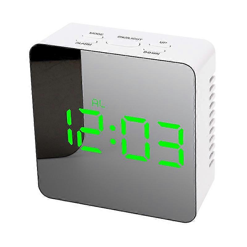 Digital Alarm Clock, 4.5" Large Screen Led Mirror Clock With Usb Charging Ports(white Shell Green Light)
