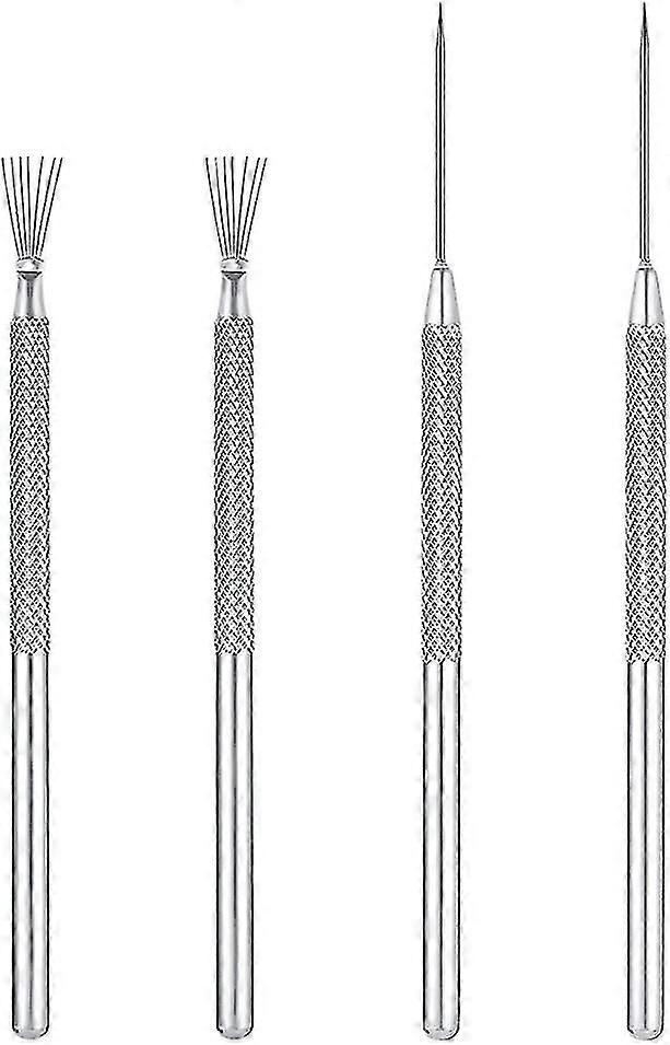 Clay Pottery Sculpture Feather Wire Texture + Pro Needle Detail Tools 4 Pcssilver