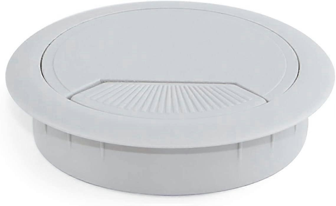 80mm round grommet from grey plastic, desk cable grommet to build in table/desk/worktop, Set of 4