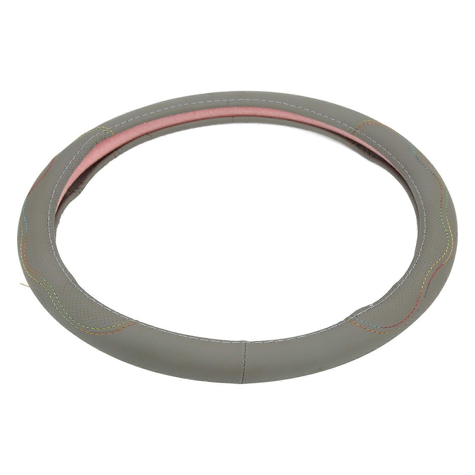 कार स्टीयरिंग व्हील कवर 15in यूनिवर्सल फिट कृत्रिम चमड़ा रक्षक संशोधन के लिएग्रे