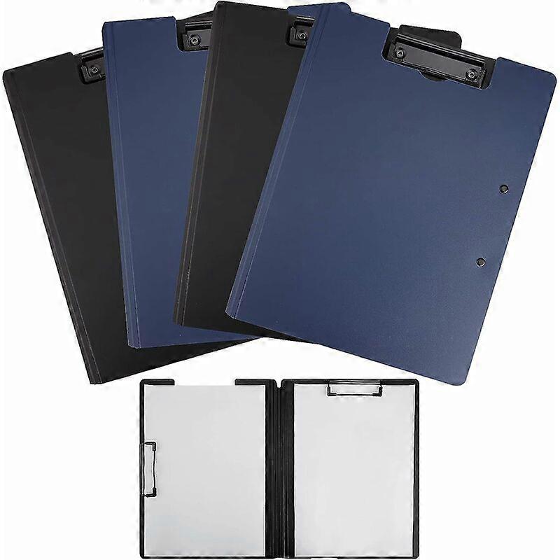 4 Pieces A4 Clipboard, PVC Coated Clipboard with Sturdy Clip, Writing Folder Shaped Clipboard with Folding Cover for Offices, Classrooms, Hospitals an
