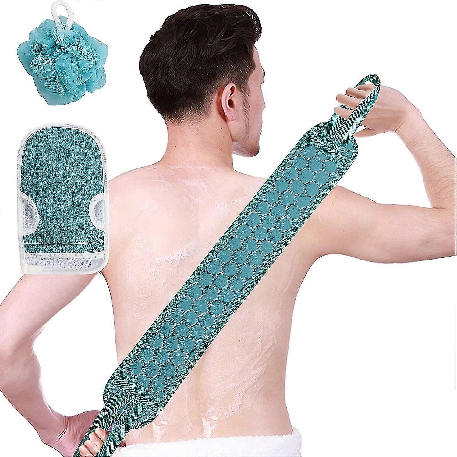 مقشر الظهر الغسيل للاستحمام، غسالة الظهر للاستحمام مع قفازات التقشير الكورية قفاز لتطهير الجسم، تقشير الجسم غسول للرجال A