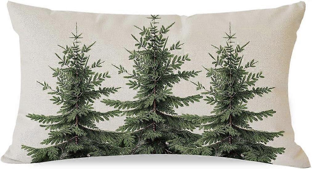 クリスマスツリー枕カバー18x18インチグリーンパインツリーナチュラルヴィンテージクリスマスデコレーション屋外クリスマス冬休み装飾腰椎スローピル