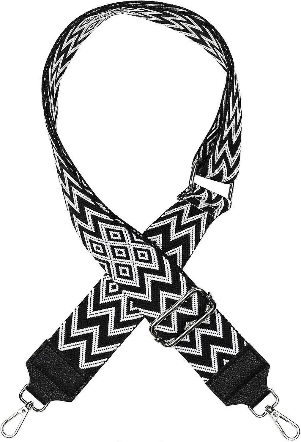 Adjustable Shoulder Strap, Replacement Bag Strap, Wide Shoulder Strap, Width 5cm, Black and White Shoulder Strap