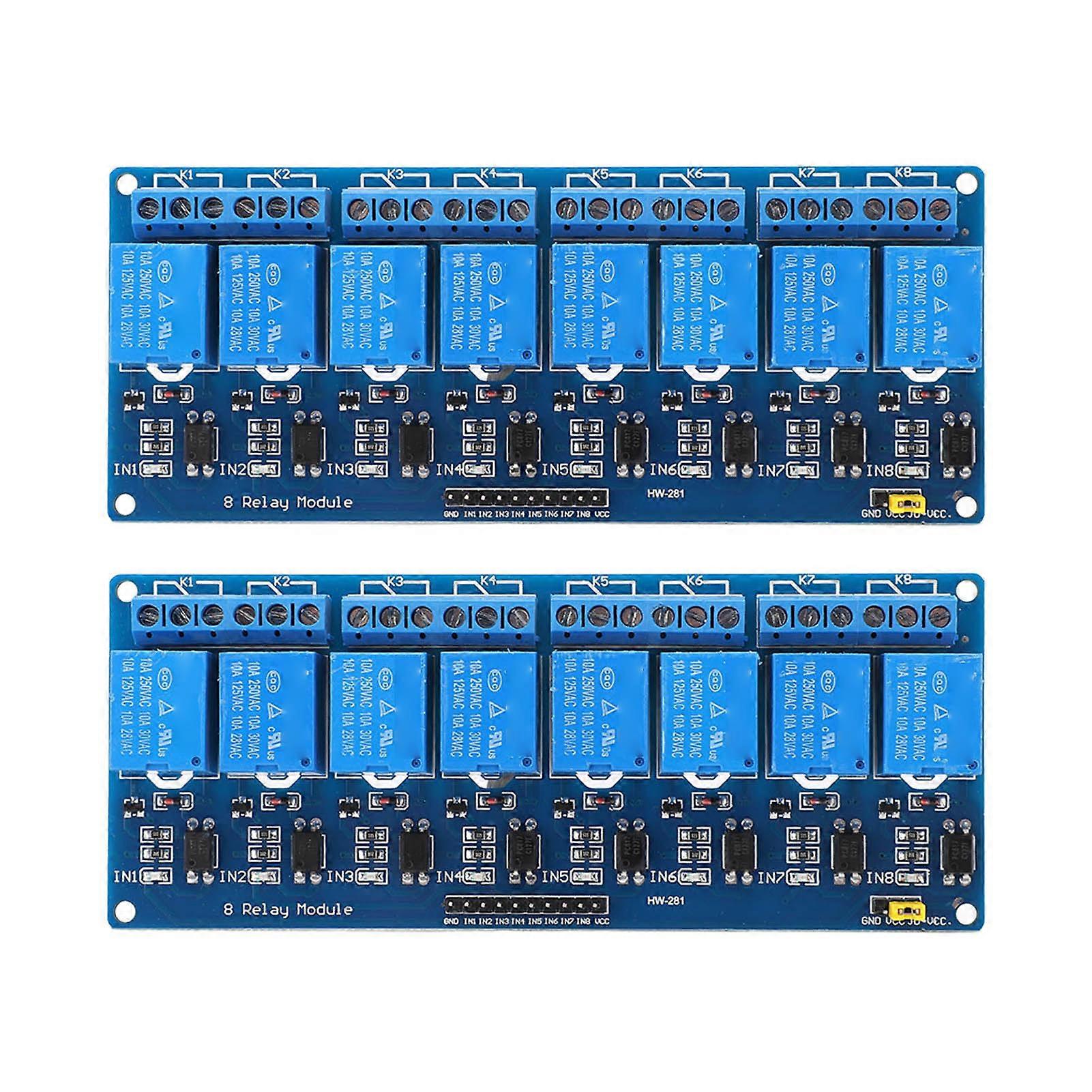 2Pcs Relay Module 8 Channel PLC Optocoupler Isolation Board Accessory for PIC AVR 51