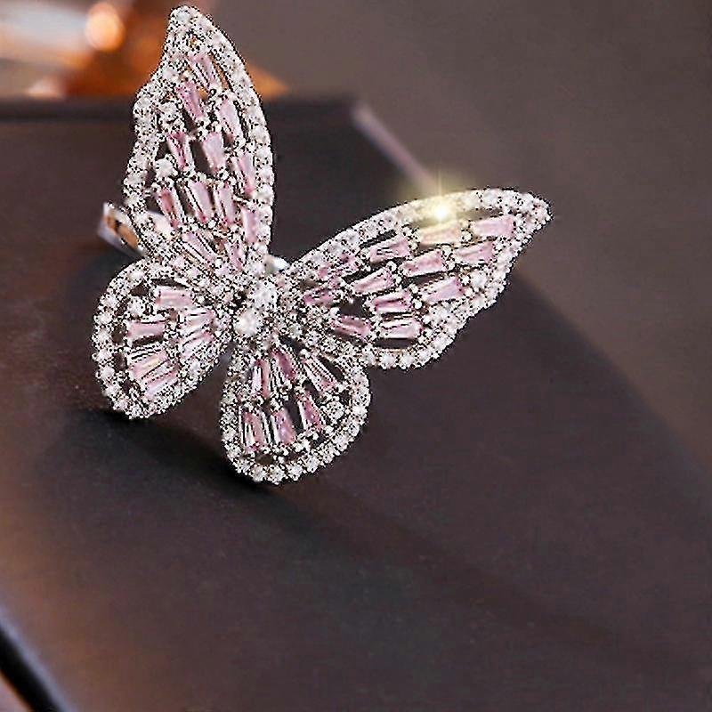 Butterfly Ring Temperament Flash Diamond Open Index Finger Ring