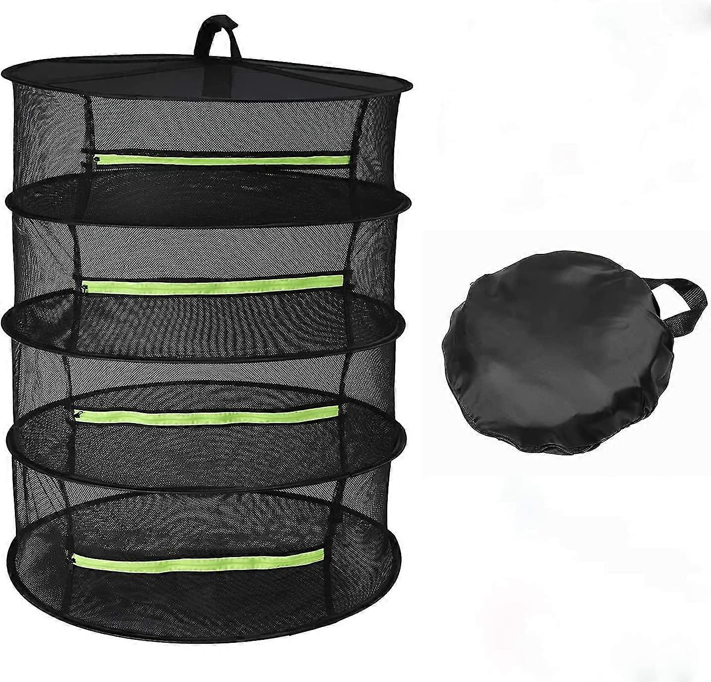 herb drying rack hanging drying rack mesh for plants herb dryer collapsible dry net with zipper for seeds, bud, nuts, hydroponic plants (4 layer)