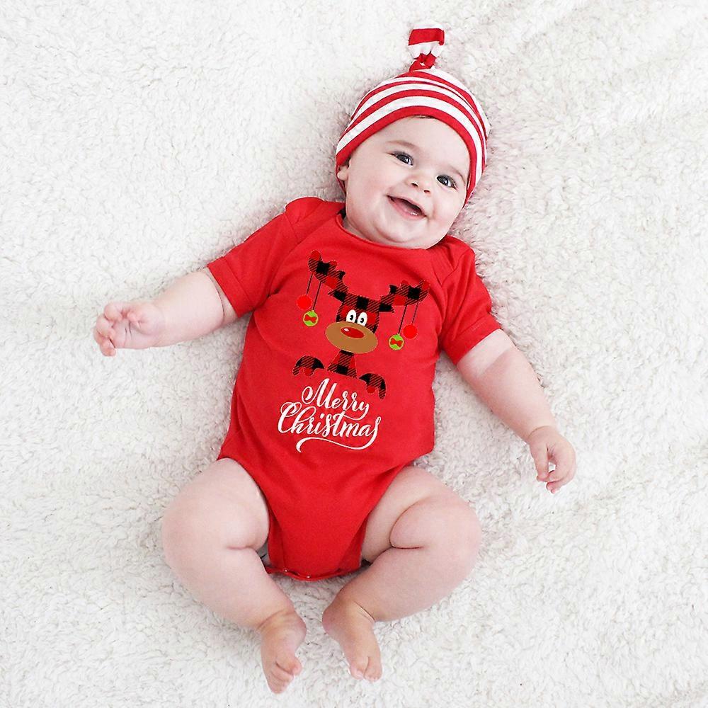 Cartoon Christmas Deer Newborn Baby Rompers Boy Girls New Year