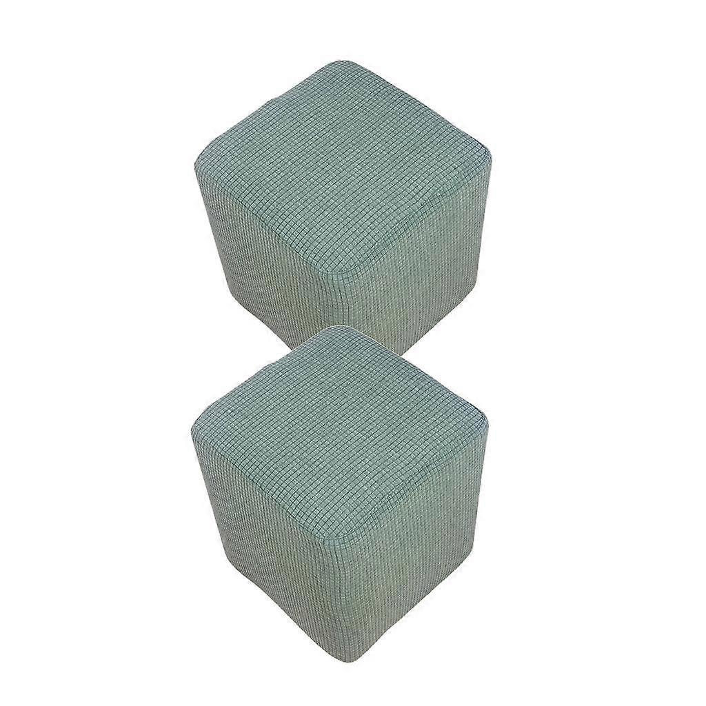 2xTaburete de pie Funda elástica Otomana Rectángulo Fundas de taburete verde