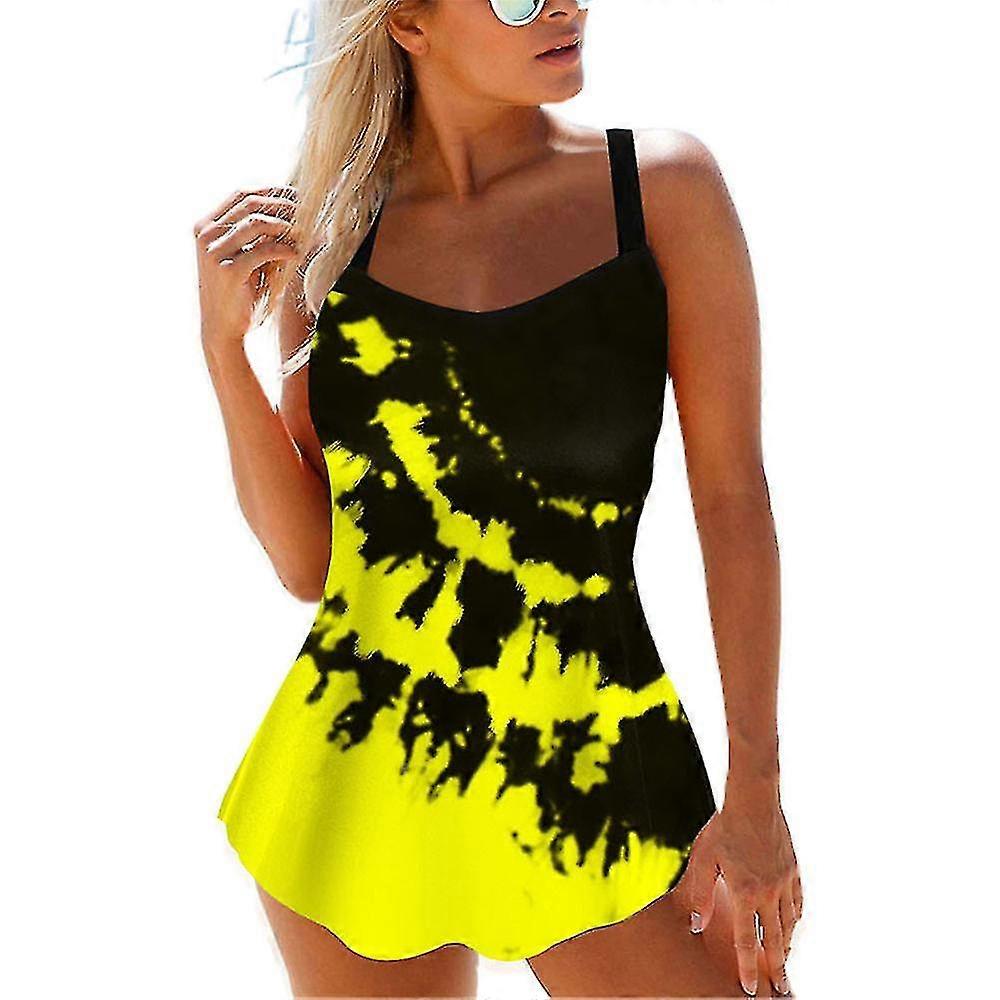 Plus Size Women Summer Padded Swimwear Tankini Set Beachwear