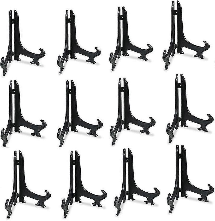3" Black 12pcs/set Plastic Easels Plate Display Stands Picture Frame Stand Holder