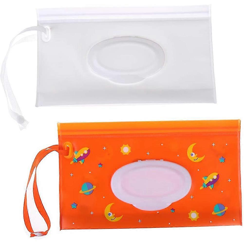 Portable Wet Wipes Dispenser Holder - Reusable Travel Wipes Pouches Storage Container Bag (2Pcs)