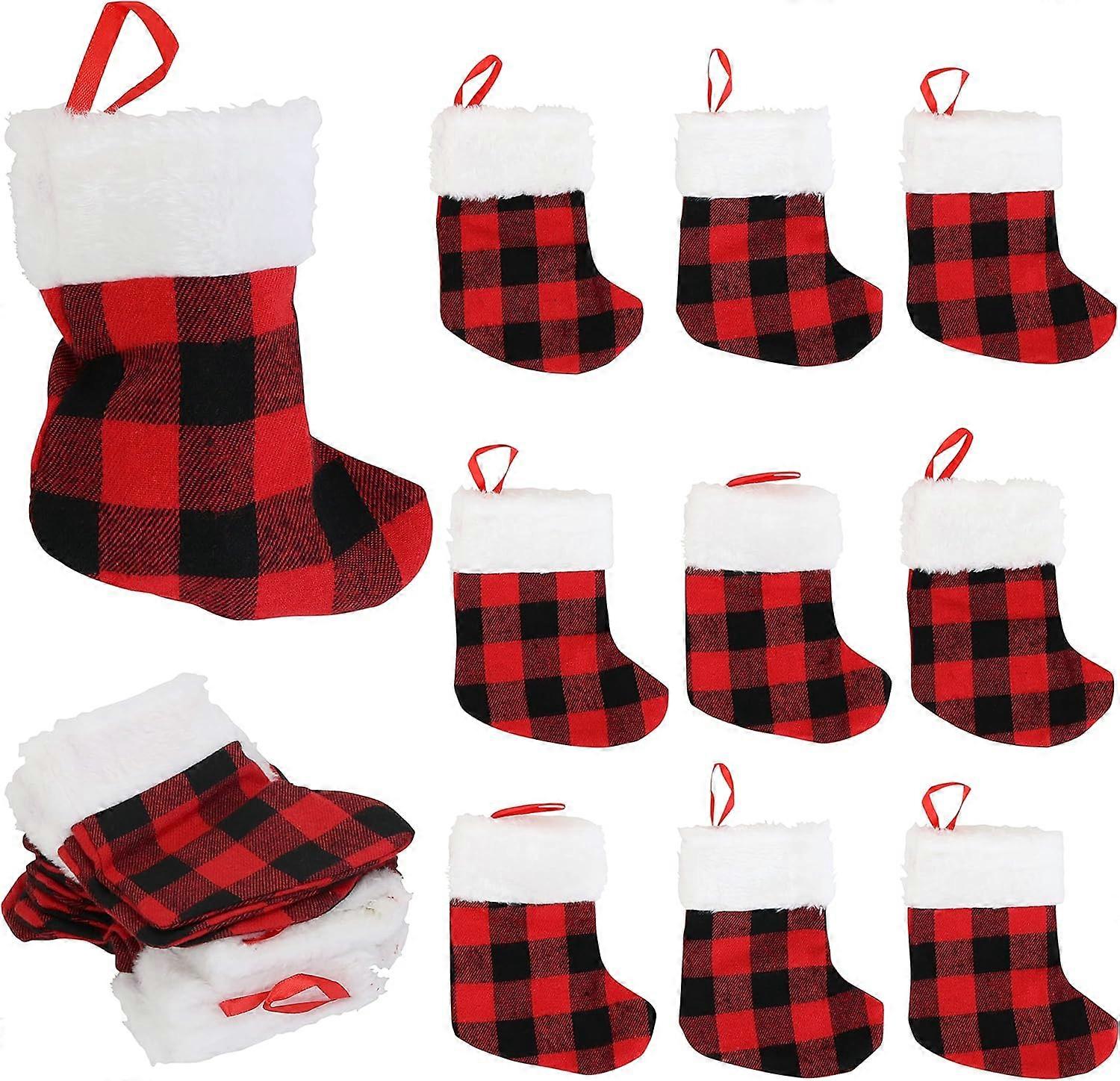 Mini Weihnachtsstrümpfe, Rotes Büffelkaro, 20er Pack