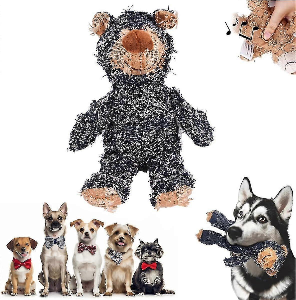 Dog Toy, Dog Companion For Heavy Chewer, Indestructible Robust Bear,indestructible Dog Toys, Squeaky Dog Toys Training Intera