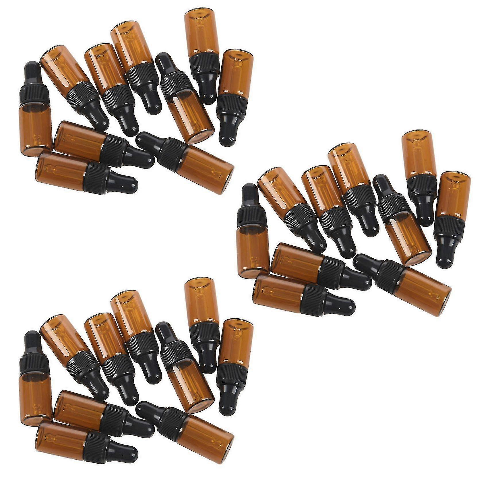 30pcs 3ml Empty Brown Glass Dropper Bottles With Pipette For Essential Oil