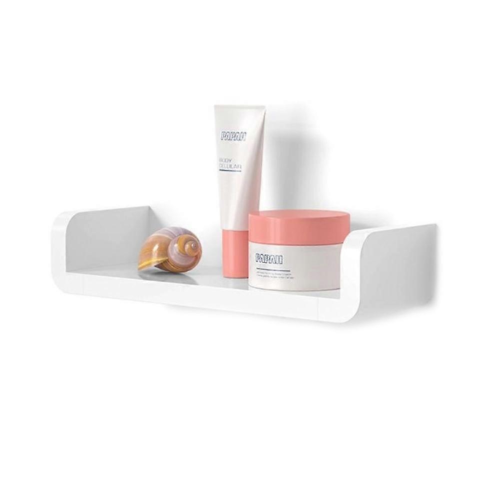 U Shaped Plastic Wall Mounted Bathroom Wall Shelf Suction Floating Rack Shower X4YD