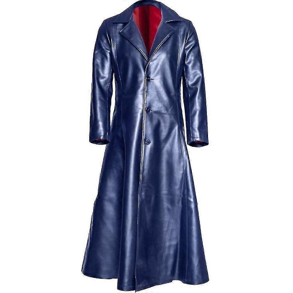 Menns mote gotisk lang frakk skinnfrakk Faux skinnjakke jakker S-5xl