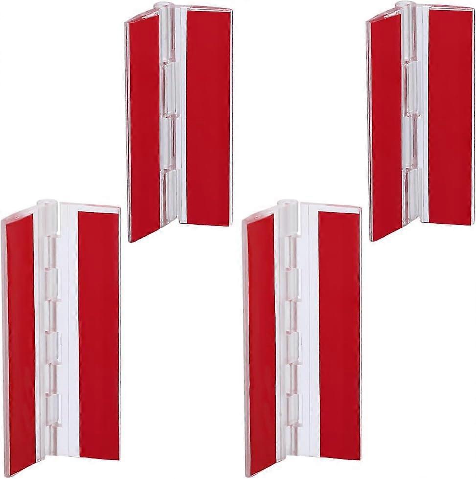 4Pcs 2 Styles Acrylic Self Adhesive Hinge Rectangle Red 64.5~75x39~44x6mm 2pcs/style
