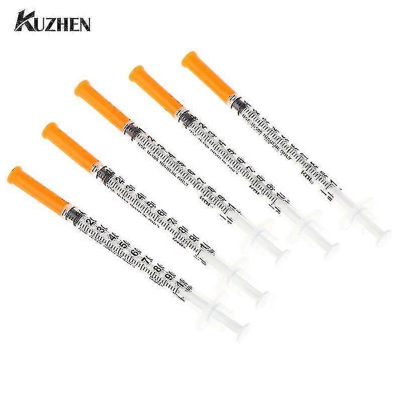 10pcs 1ml Einweg-Kunststoff sterile Insulinspritze orange Kappe Kunststoff flüssiger Spender