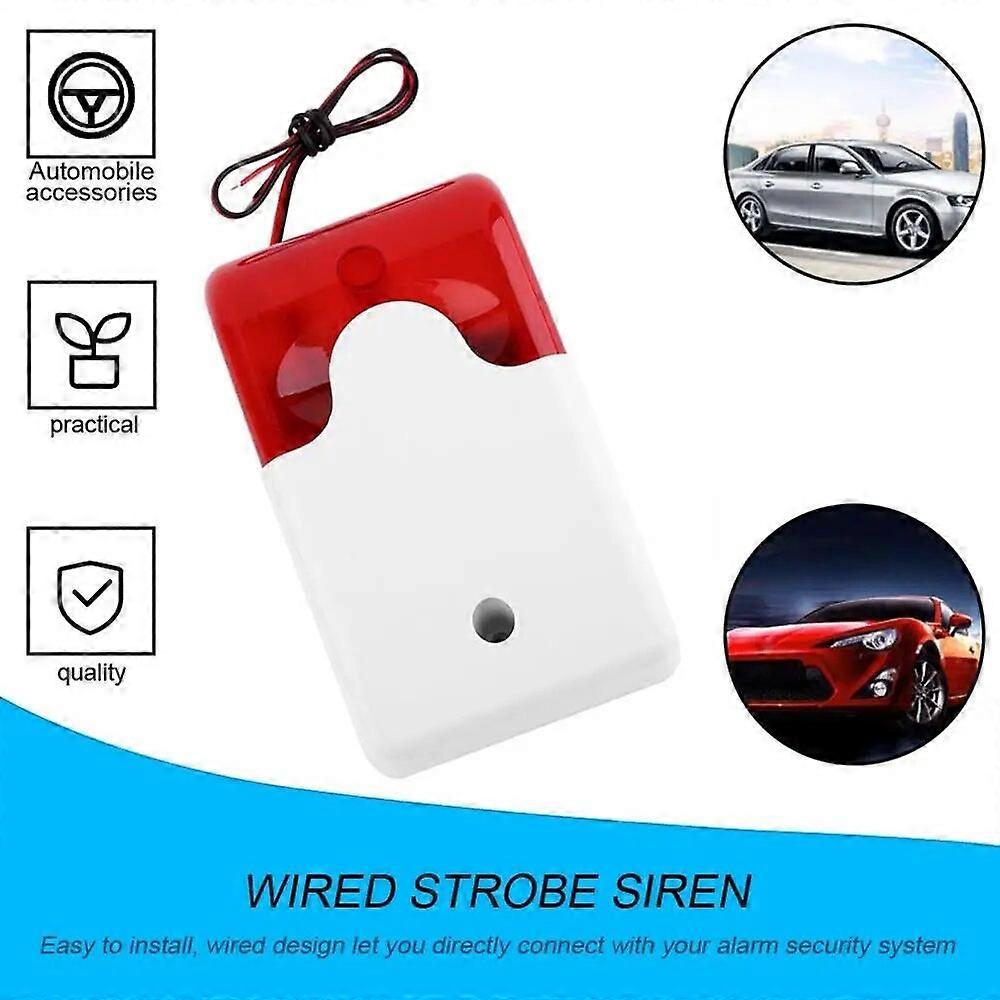 Durable 9-12V Mini Indoor Wired Strobe Siren with Red light Siren Flash Sound Home Security Alarm Strobe System 110dB