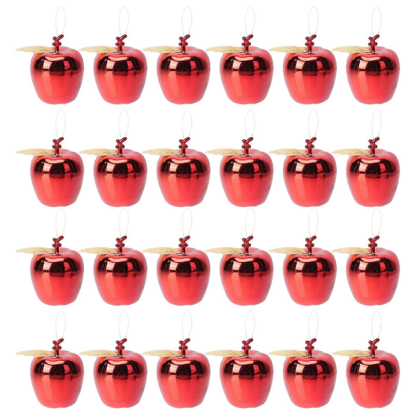 24Pcs Simulation Apple Pendants Decorative Christmas Apple Hanging Ornaments