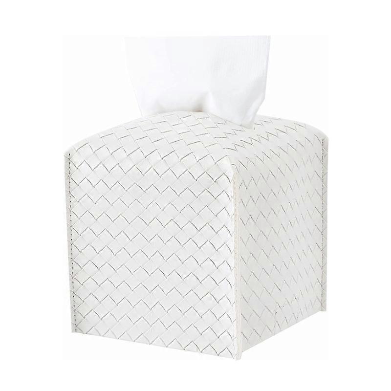 Leather Tissue Box White
