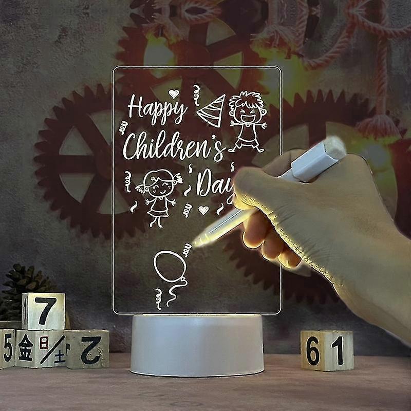 Transparent Lumineux Acrylique Note Board Message effaçable Petit tableau blanc Accueil Mémo Rappel Bureau