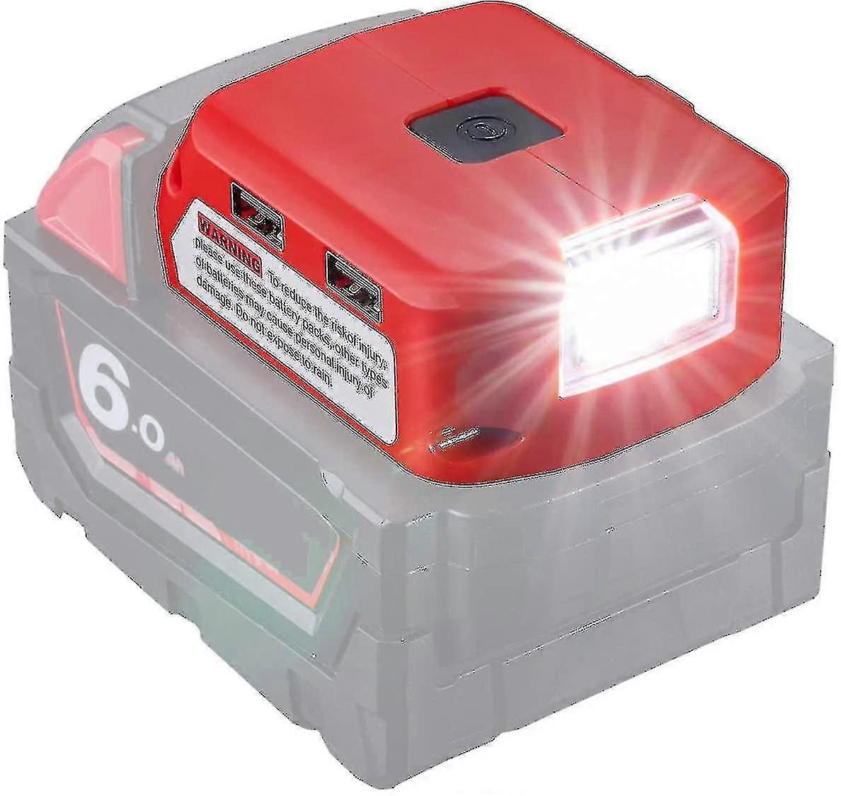 ミルウォーキー18Vバッテリー、DCポート、LEDワークライトとデュアルUSB充電器、ミルウォーキー49-24-2371 M18と互換性のある電源用バッテリーアダプター