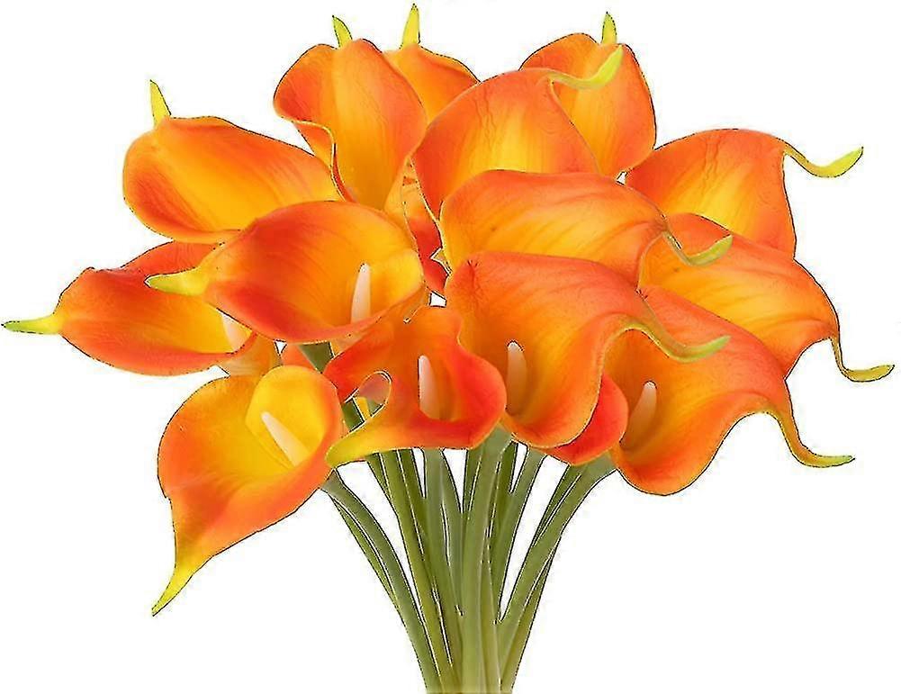 20pcs人工カラリリーフラワーブーケプーリアルタッチ造花