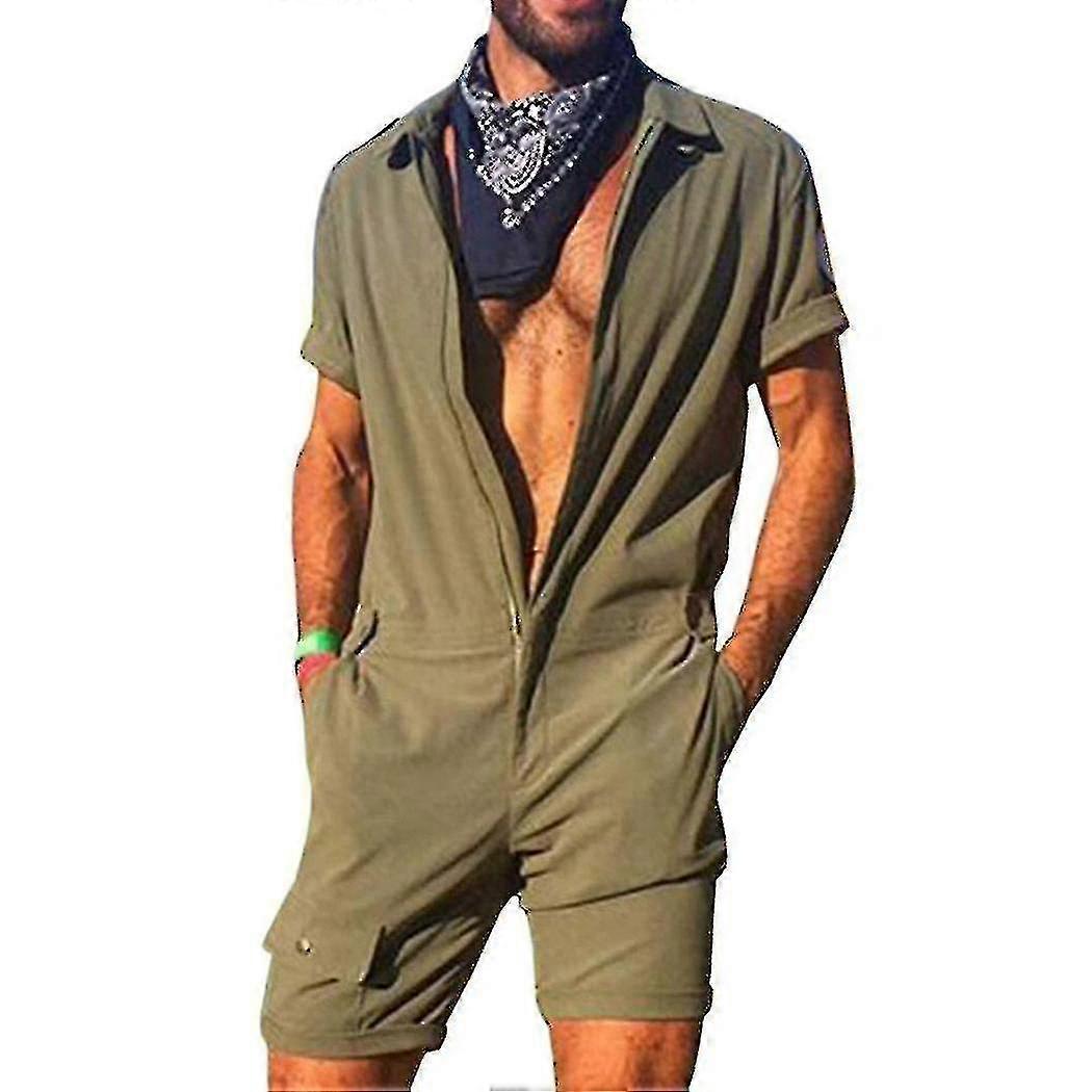 Heren eendelige rits korte mouw tooling jumpsuit Junmai