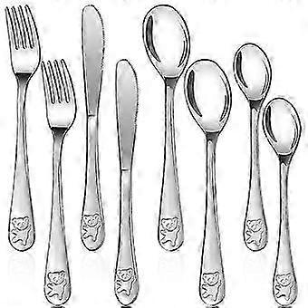 Boeyaa 8pcs Kids Toddler Cutlery Set Childrens Cutlery StainlSteel Fork Knife Spoon and for Home Chr