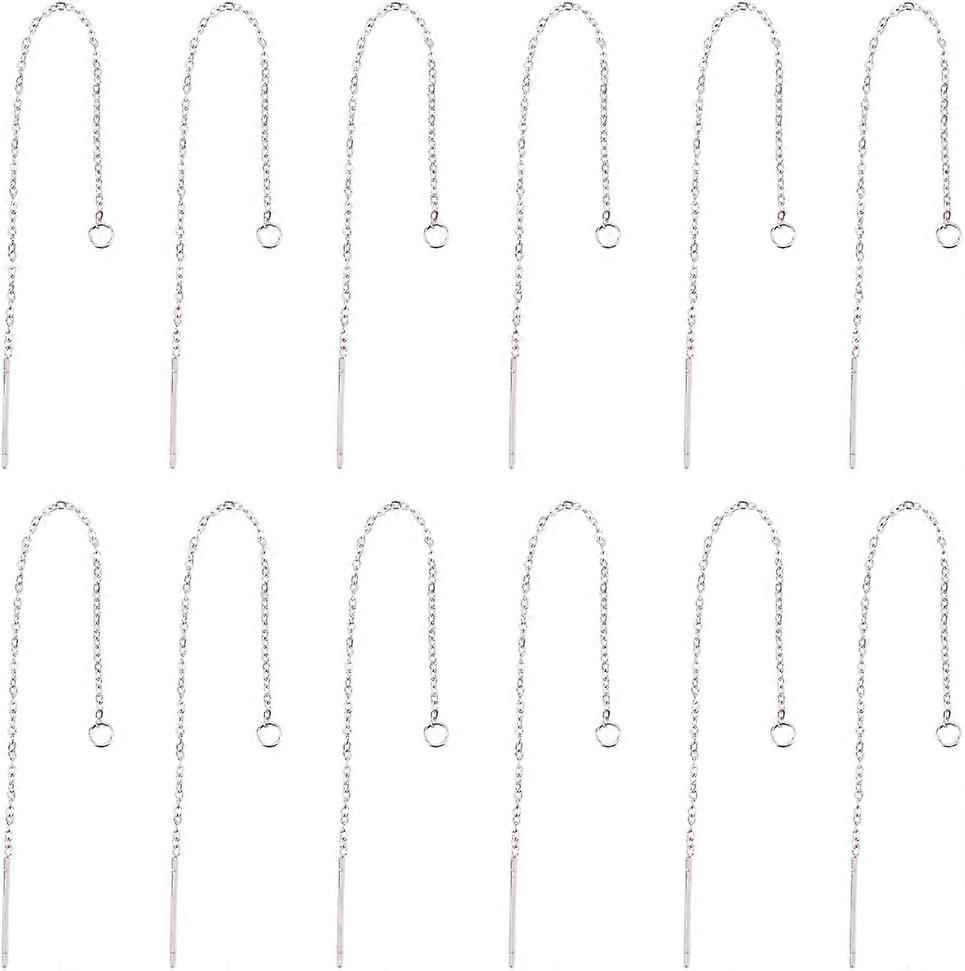1 Box 60Pcs 100mm Ear Threaders 304 Stainless Steel Ear Threads Earring Threads with Loop Drop Earrings Threads Tassel Chain Earrings for Jewelry Maki