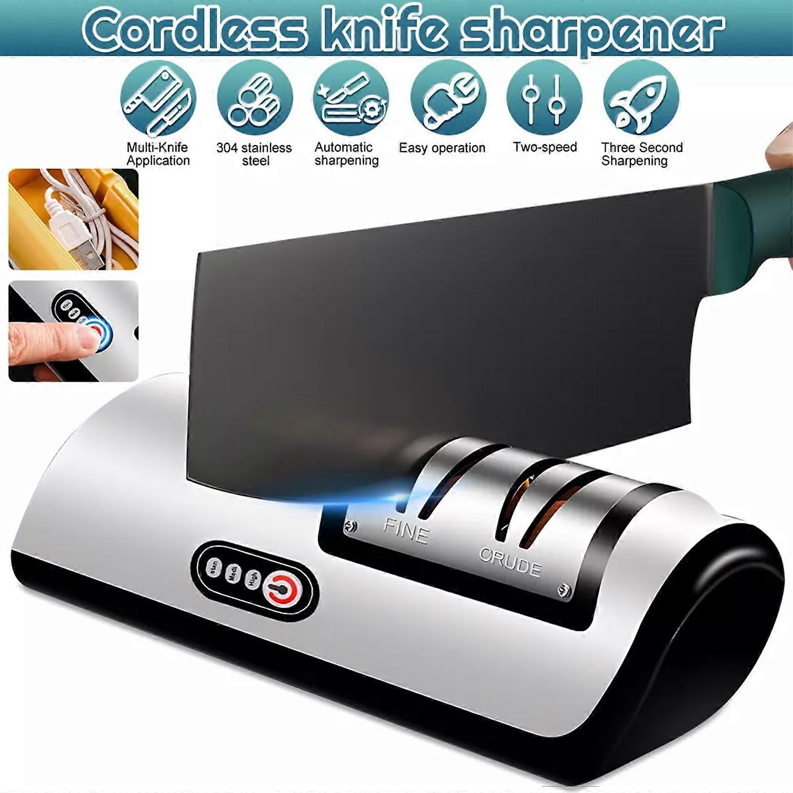 Professional Electric Rechargeable Chef Knife Sharpener, 2 Stage Knife Quick Sharpening
