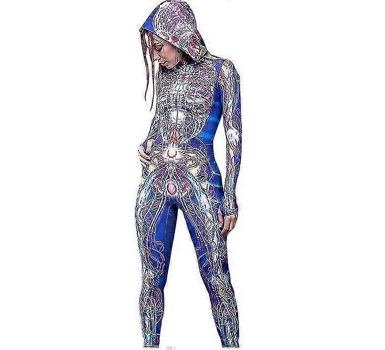 Disfraz de Halloween para mujer Cosplay flaco-azul